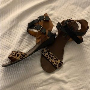 Leopard mini wedge heels